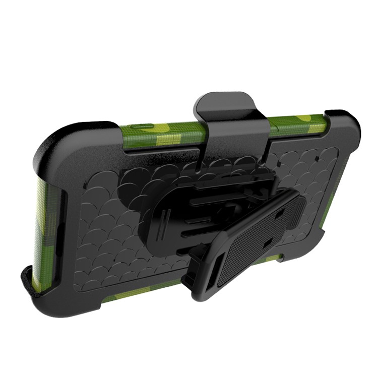 Heavy Duty Silicone + PC Combo Mobile Casing with Belt Clip and Ring Kickstand for iPhone 7 Plus 5.5 inch - Camouflage-4