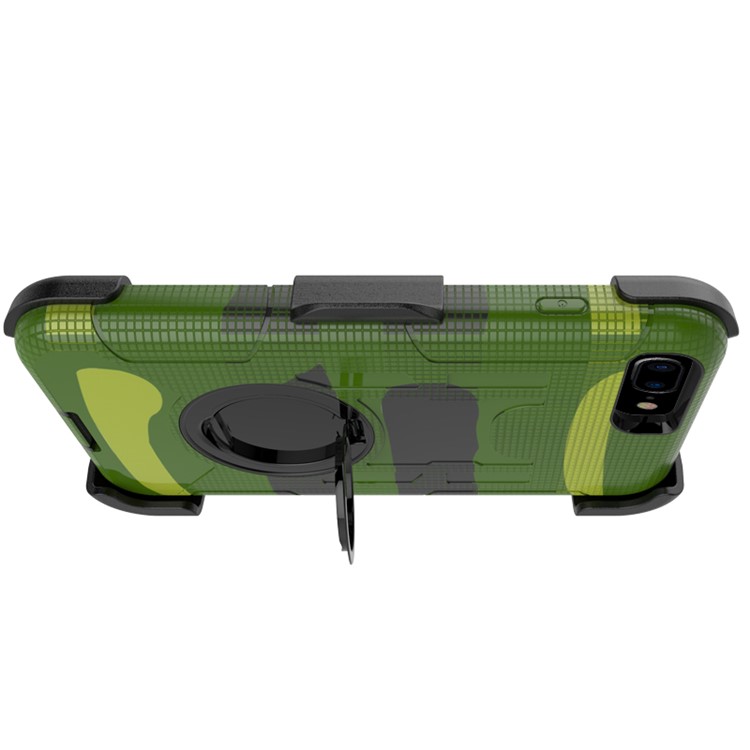 Heavy Duty Silicone + PC Combo Mobile Casing with Belt Clip and Ring Kickstand for iPhone 7 Plus 5.5 inch - Camouflage-7