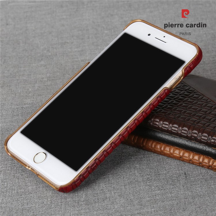 PIERRE CARDIN PCL-P29 Stitched Genuine Leather Coated Hard PC Case for iPhone 7 Plus 5.5 inch - Black-10