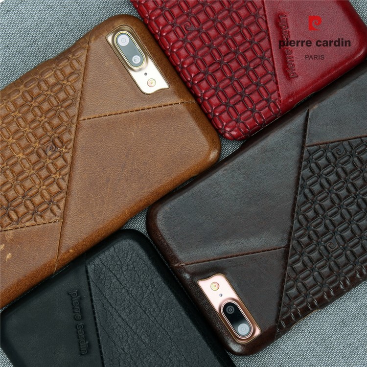 PIERRE CARDIN PCL-P29 Stitched Genuine Leather Coated Hard PC Case for iPhone 7 Plus 5.5 inch - Black-11