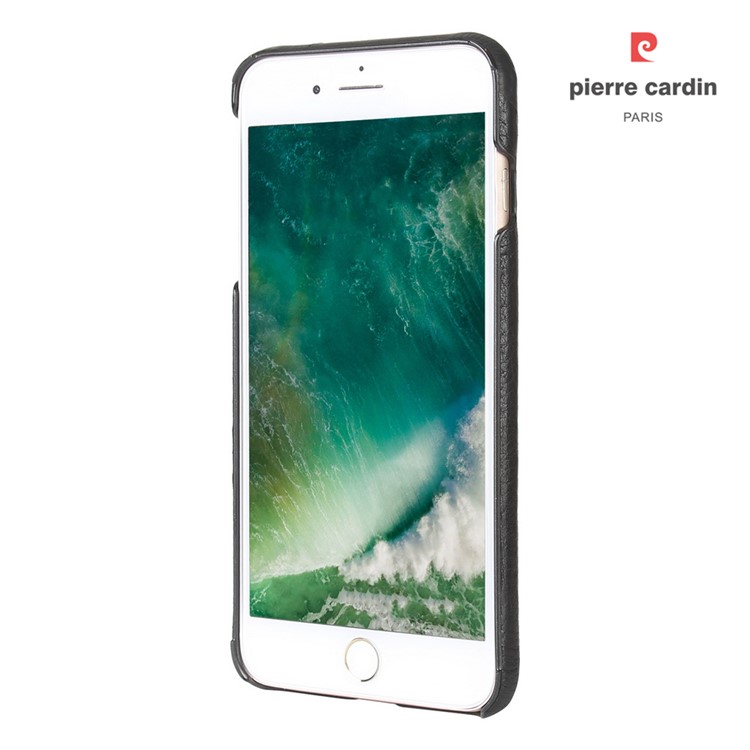 PIERRE CARDIN PCL-P29 Stitched Genuine Leather Coated Hard PC Case for iPhone 7 Plus 5.5 inch - Black-3