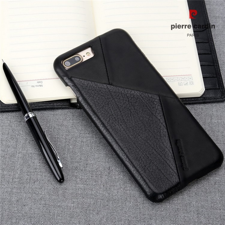 PIERRE CARDIN PCL-P29 Stitched Genuine Leather Coated Hard PC Case for iPhone 7 Plus 5.5 inch - Black-5