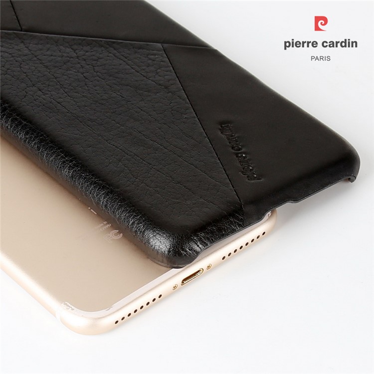 PIERRE CARDIN PCL-P29 Stitched Genuine Leather Coated Hard PC Case for iPhone 7 Plus 5.5 inch - Black-6