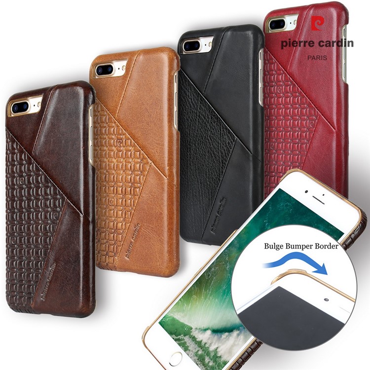 PIERRE CARDIN PCL-P29 Stitched Genuine Leather Coated Hard PC Case for iPhone 7 Plus 5.5 inch - Black-7