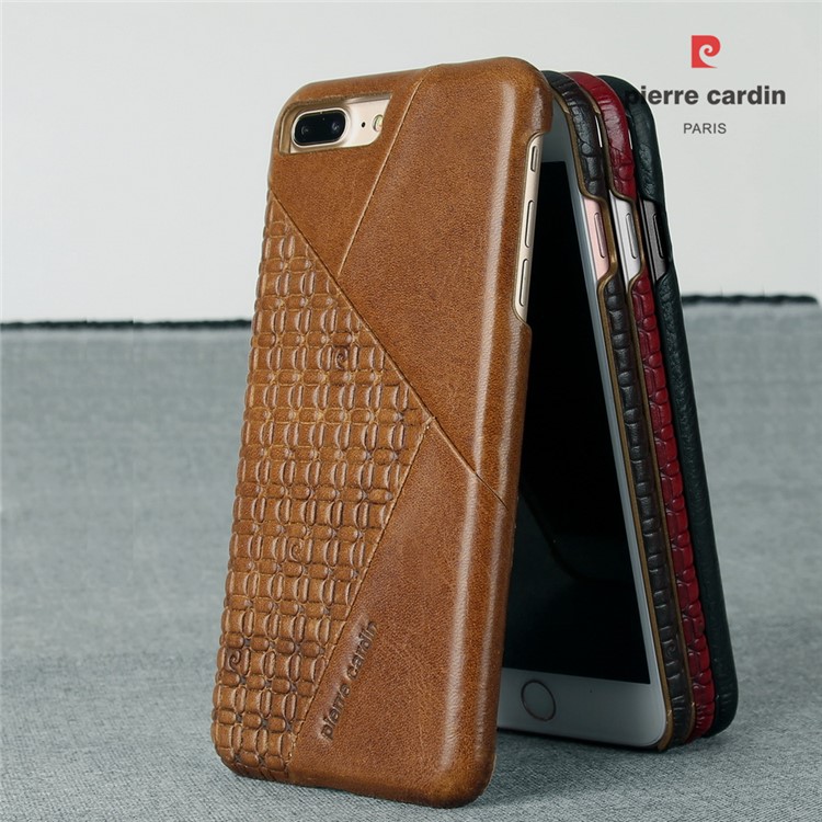 PIERRE CARDIN PCL-P29 Stitched Genuine Leather Coated Hard PC Case for iPhone 7 Plus 5.5 inch - Black-9