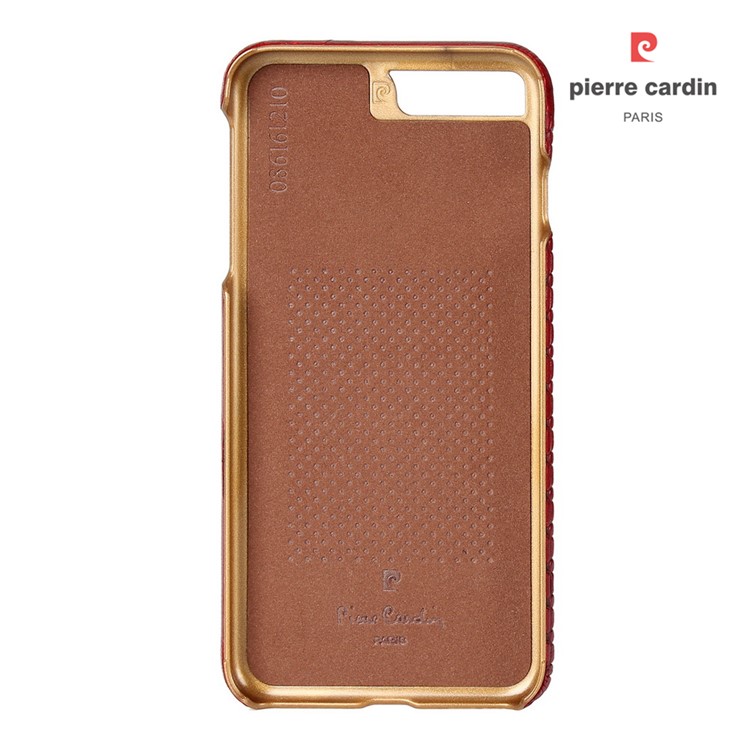 PIERRE CARDIN PCL-P29 Stitched Genuine Leather Coated Hard PC Cover for iPhone 8 Plus / 7 Plus - Red-4