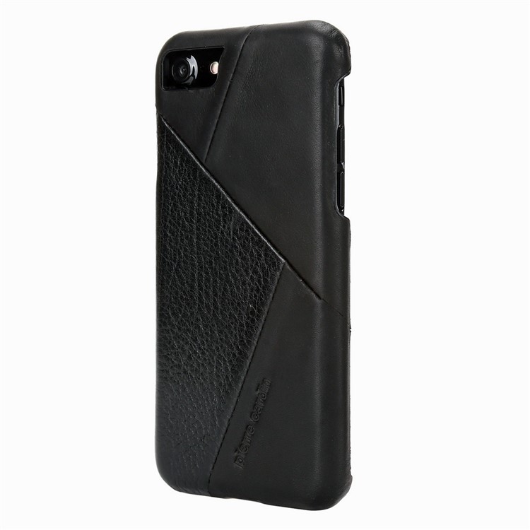 PIERRE CARDIN PCL-P29 Stitched Genuine Leather Coated Hard PC Back Case for iPhone 7 4.7 inch - Black-2