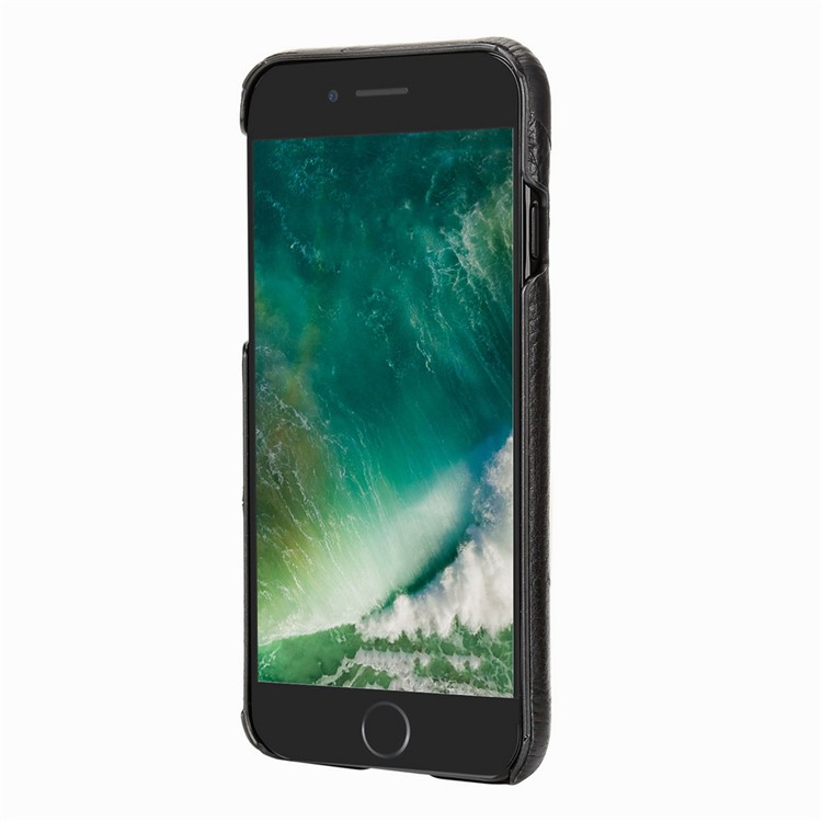 PIERRE CARDIN PCL-P29 Stitched Genuine Leather Coated Hard PC Back Case for iPhone 7 4.7 inch - Black-3