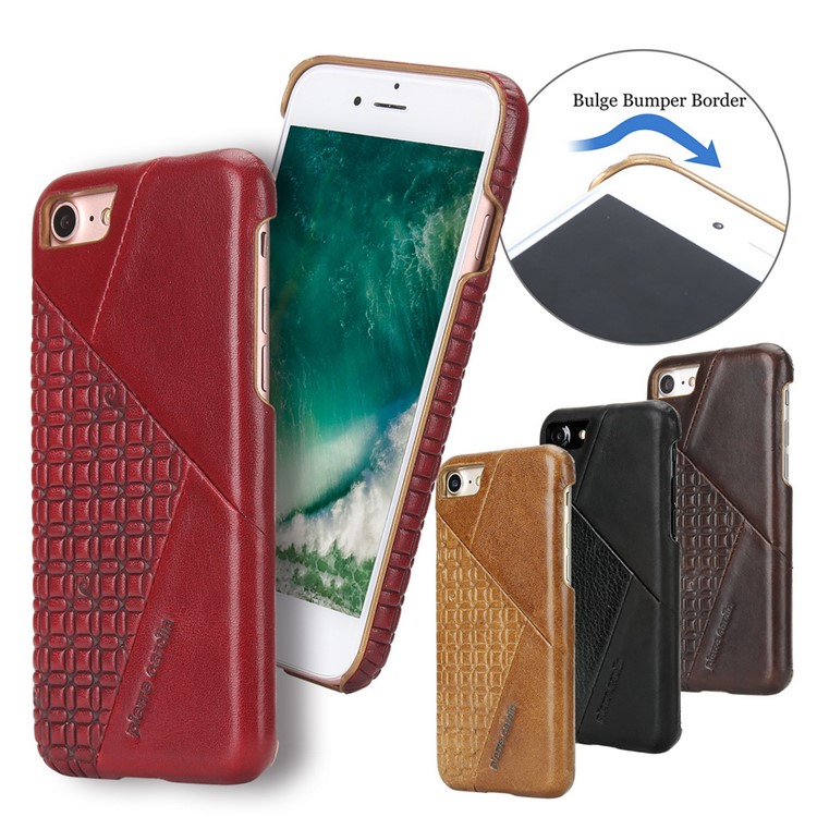 PIERRE CARDIN PCL-P29 Stitched Genuine Leather Coated Hard PC Back Case for iPhone 7 4.7 inch - Black-6
