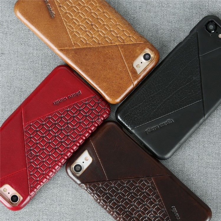 PIERRE CARDIN PCL-P29 Stitched Genuine Leather Coated Hard PC Back Case for iPhone 7 4.7 inch - Black-8