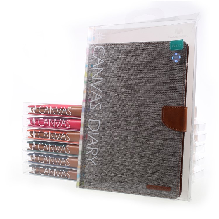 MERCURY GOOSPERY Canvas Leather Wallet Case Stand for iPad 9.7-inch (2017) - Grey-13