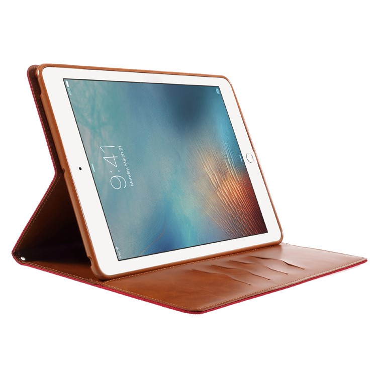 MERCURY GOOSPERY Portefeuille en toile étui en cuir pour iPad 9.7 pouces (2017) - Rouge-4
