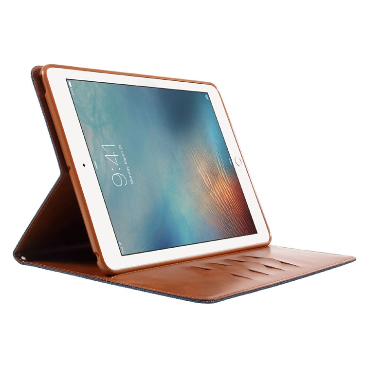 MERCURY GOOSPERY Canvas Leather Case Accessory for iPad 9.7 (2018) / 9.7 (2017) - Dark Blue-4