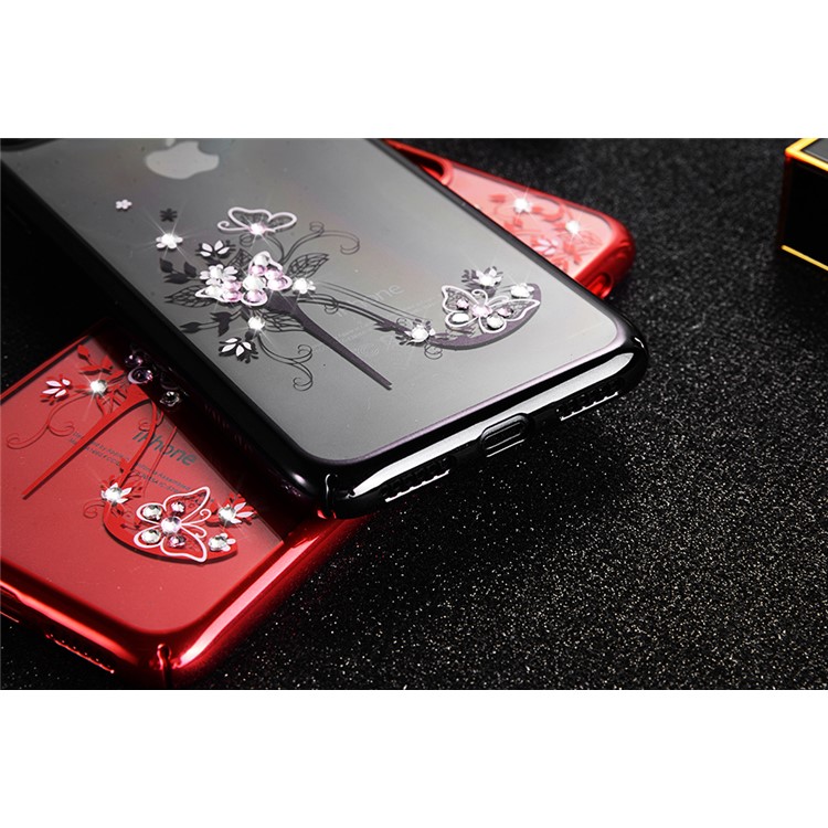 SULADA Rhinestone High Heels TPU Phone Case for iPhone 7 4.7 - Black/Flower Pattern-5