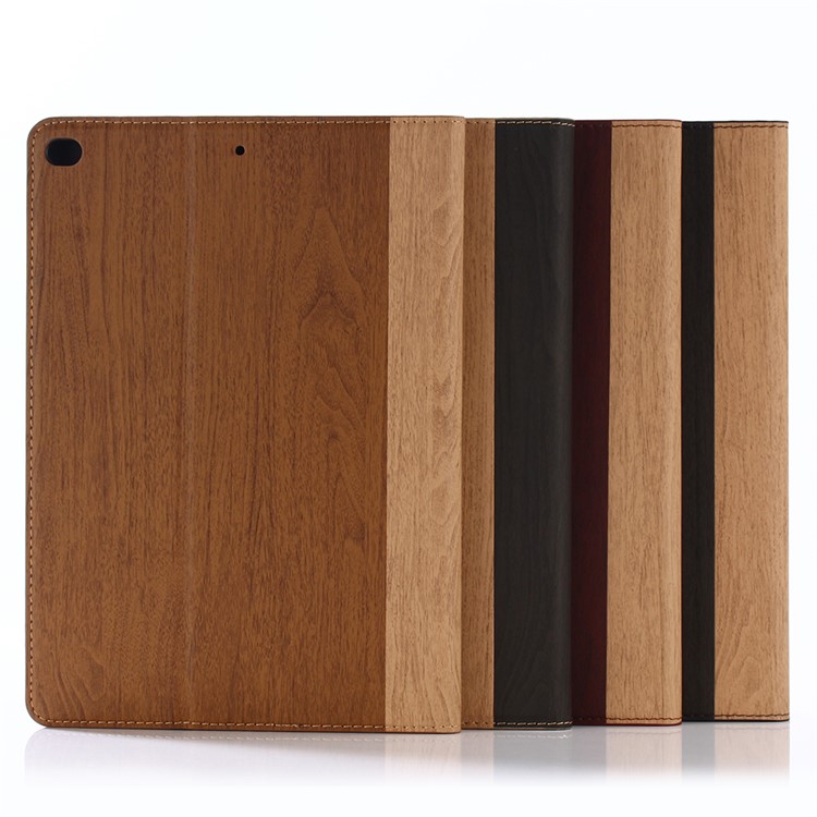 Wood Texture Magnetic Leather Wallet Stand Case for iPad 9.7 (2017) - Black-10