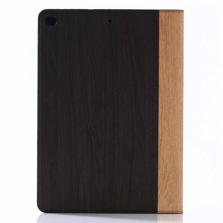 Wood Texture Magnetic Leather Wallet Stand Case for iPad 9.7 (2017) - Black-2