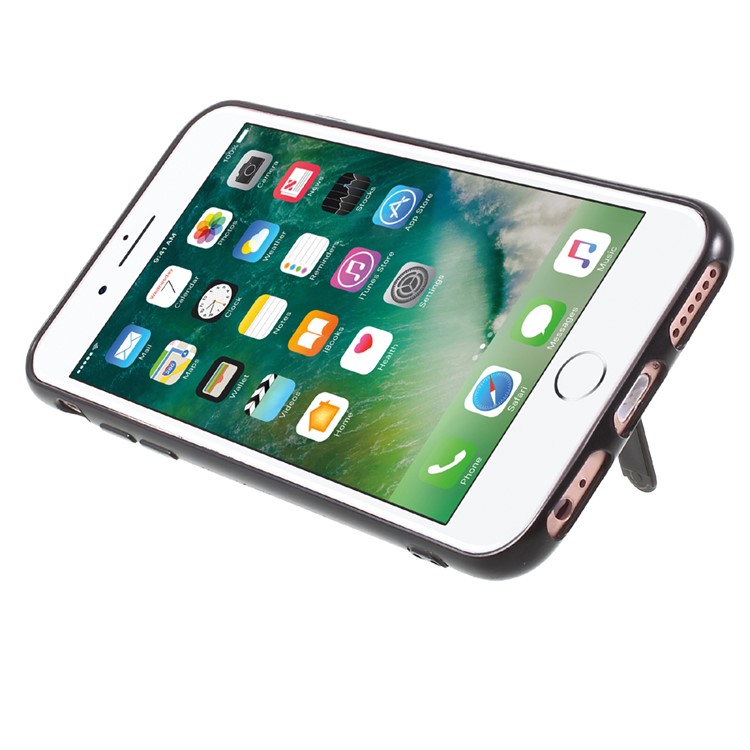 J-CASE Carbon Fiber Texture Kickstand TPU Phone Case for iPhone 6S/6 4.7 inch - Black-5