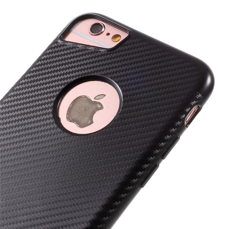J-CASE Carbon Fiber Texture Kickstand TPU Phone Case for iPhone 6S/6 4.7 inch - Black-6