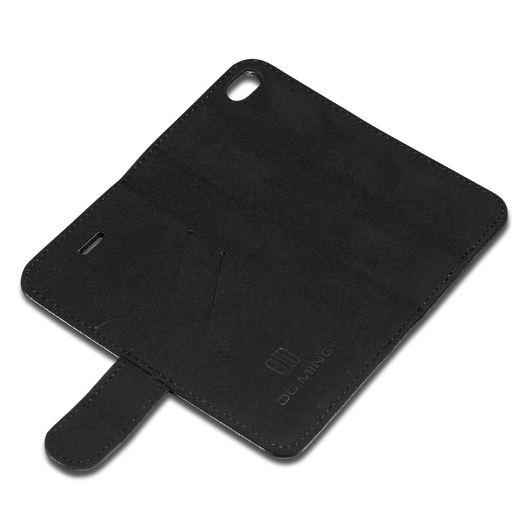 DG.MING Microfiber Genuine Leather Detachable Phone Case with Card Slots for iPhone SE 5s 5 - Black-13