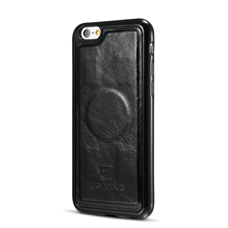 DG.MING Microfiber Genuine Leather Detachable Cellphone Case with Card Slots for iPhone 6s 6 - Black-5