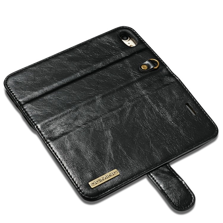 DG.MING for iPhone 8 / 7 4.7 inch Microfiber Genuine Leather Removable Mobile Case with Card Slots - Black-12