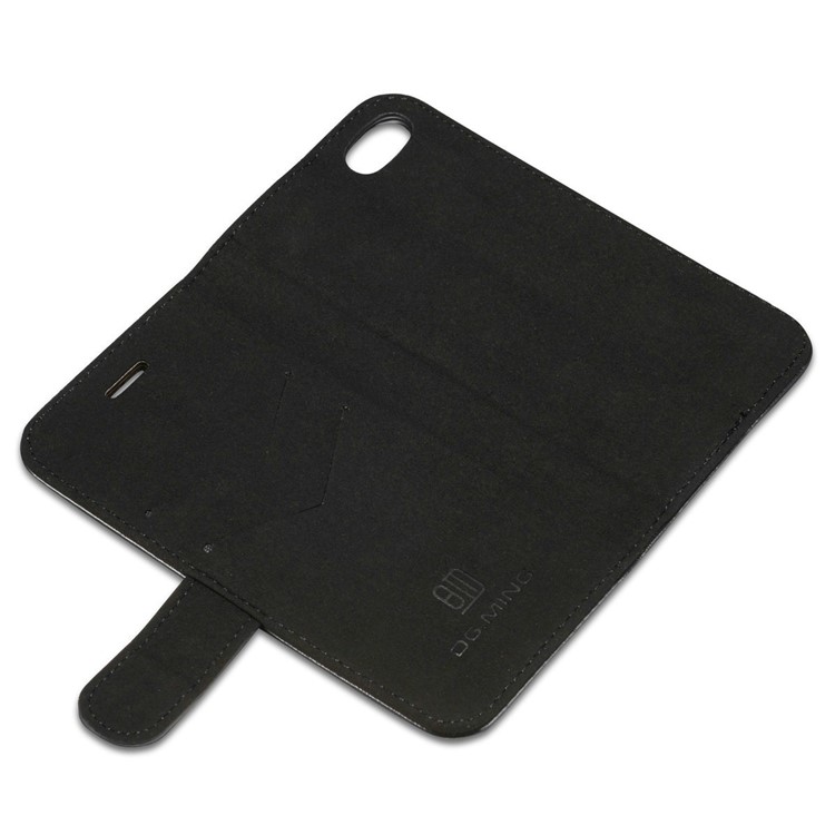 DG.MING for iPhone 8 / 7 4.7 inch Microfiber Genuine Leather Removable Mobile Case with Card Slots - Black-13