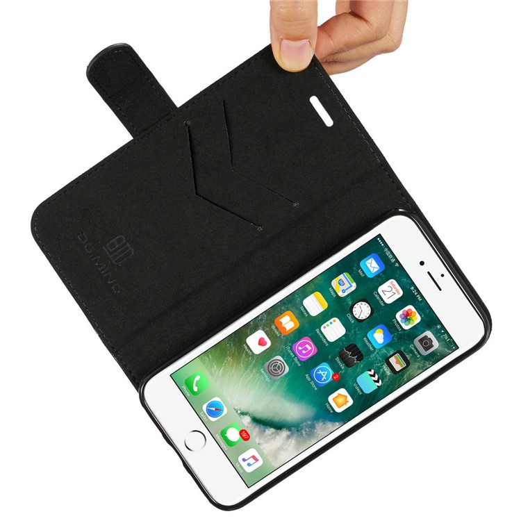 DG.MING for iPhone 8 / 7 4.7 inch Microfiber Genuine Leather Removable Mobile Case with Card Slots - Black-15