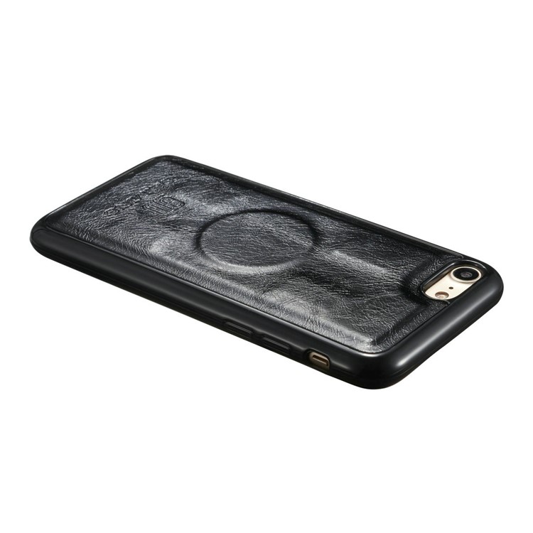 DG.MING for iPhone 8 / 7 4.7 inch Microfiber Genuine Leather Removable Mobile Case with Card Slots - Black-16