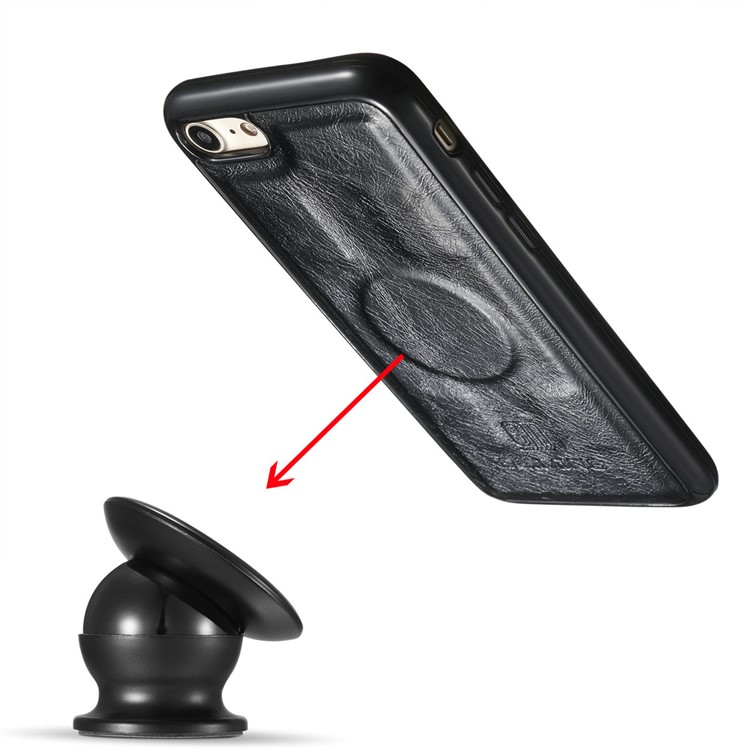 DG.MING for iPhone 8 / 7 4.7 inch Microfiber Genuine Leather Removable Mobile Case with Card Slots - Black-17