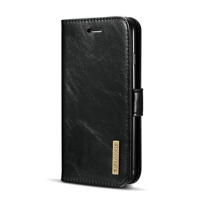 DG.MING for iPhone 8 / 7 4.7 inch Microfiber Genuine Leather Removable Mobile Case with Card Slots - Black-3