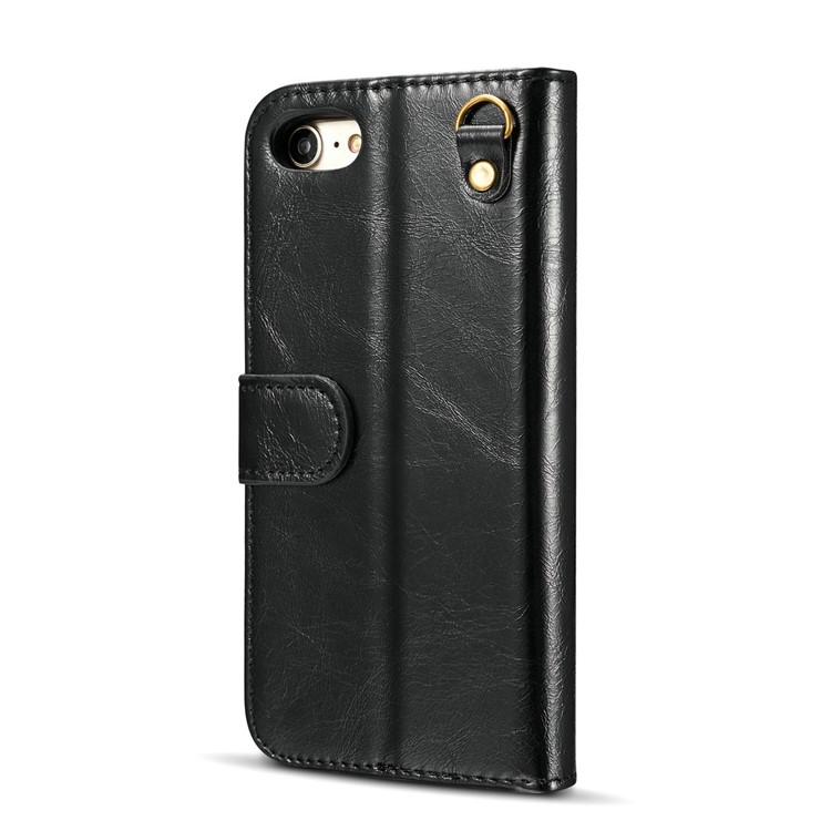 DG.MING for iPhone 8 / 7 4.7 inch Microfiber Genuine Leather Removable Mobile Case with Card Slots - Black-4