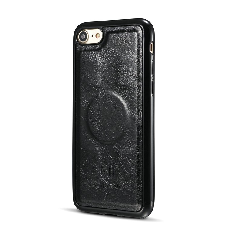 DG.MING for iPhone 8 / 7 4.7 inch Microfiber Genuine Leather Removable Mobile Case with Card Slots - Black-5