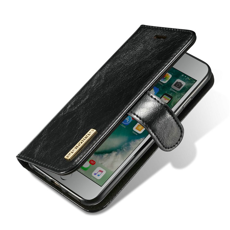 DG.MING for iPhone 8 / 7 4.7 inch Microfiber Genuine Leather Removable Mobile Case with Card Slots - Black-6