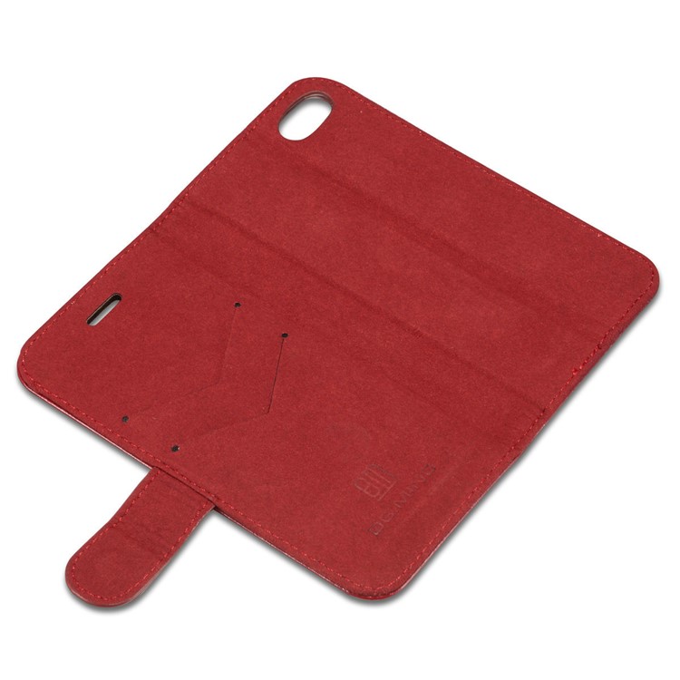DG.MING Microfiber Genuine Leather Mobile Phone Shell with Card Holder for iPhone 8 / 7 4.7 inch - Red-13