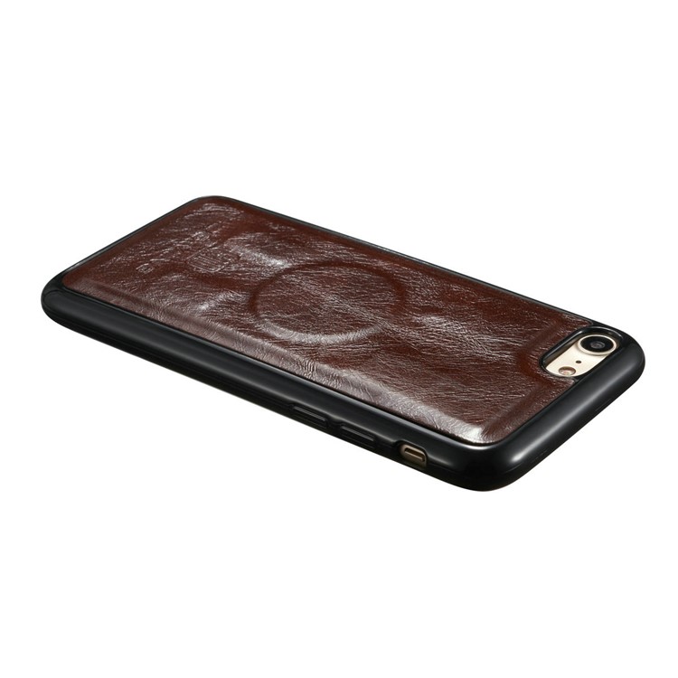 DG.MING Microfiber Genuine Leather Card Slots Stand Cover with Lanyard for iPhone 8 / 7 4.7 inch - Coffee-15