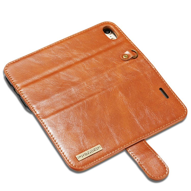DG.MING Microfiber Genuine Leather Mobile Cover + Detachable Back Case for iPhone 8 / 7 4.7 inch - Brown-12