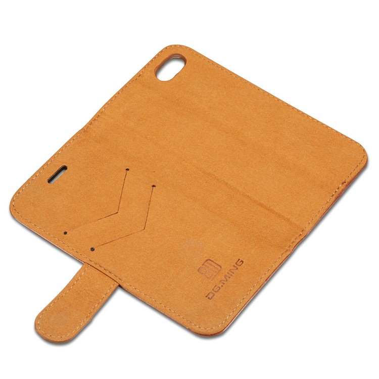DG.MING Microfiber Genuine Leather Mobile Cover + Detachable Back Case for iPhone 8 / 7 4.7 inch - Brown-13