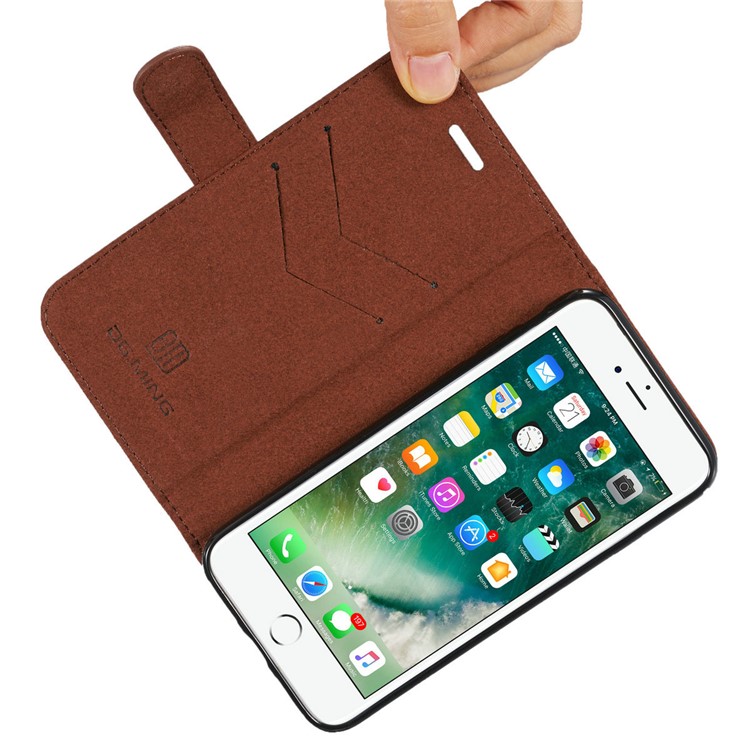 DG.MING Microfiber Genuine Leather Mobile Cover + Detachable Back Case for iPhone 8 / 7 4.7 inch - Brown-16