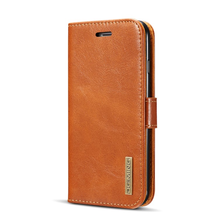 DG.MING Microfiber Genuine Leather Mobile Cover + Detachable Back Case for iPhone 8 / 7 4.7 inch - Brown-3