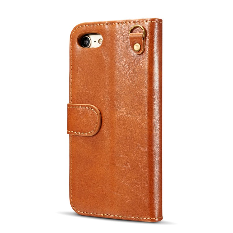 DG.MING Microfiber Genuine Leather Mobile Cover + Detachable Back Case for iPhone 8 / 7 4.7 inch - Brown-4