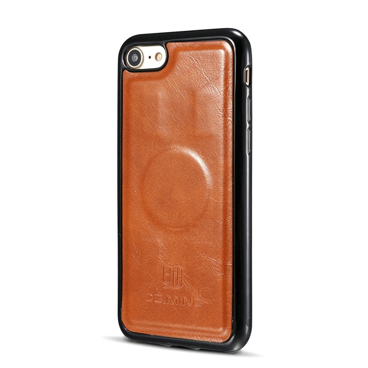 DG.MING Microfiber Genuine Leather Mobile Cover + Detachable Back Case for iPhone 8 / 7 4.7 inch - Brown-5
