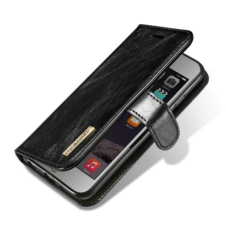 DG.MING Detachable 2-in-1 Magnetic TPU + Genuine Leather Case for iPhone 6s Plus / 6 Plus - Black-6