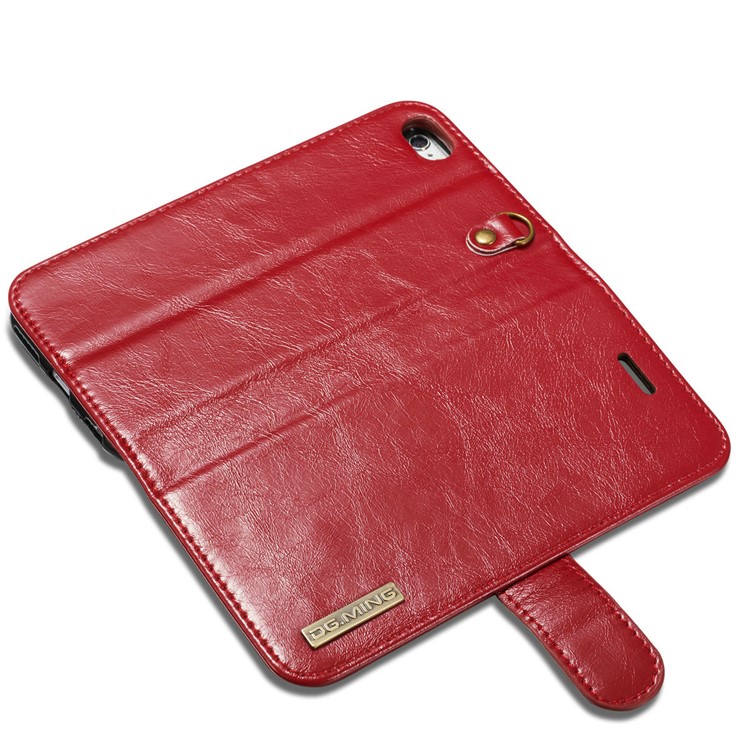 DG.MING Detachable 2-in-1 Magnetic TPU + Genuine Leather Cover for iPhone 6s Plus / 6 Plus - Red-12