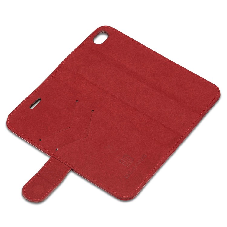 DG.MING Detachable 2-in-1 Magnetic TPU + Genuine Leather Cover for iPhone 6s Plus / 6 Plus - Red-13