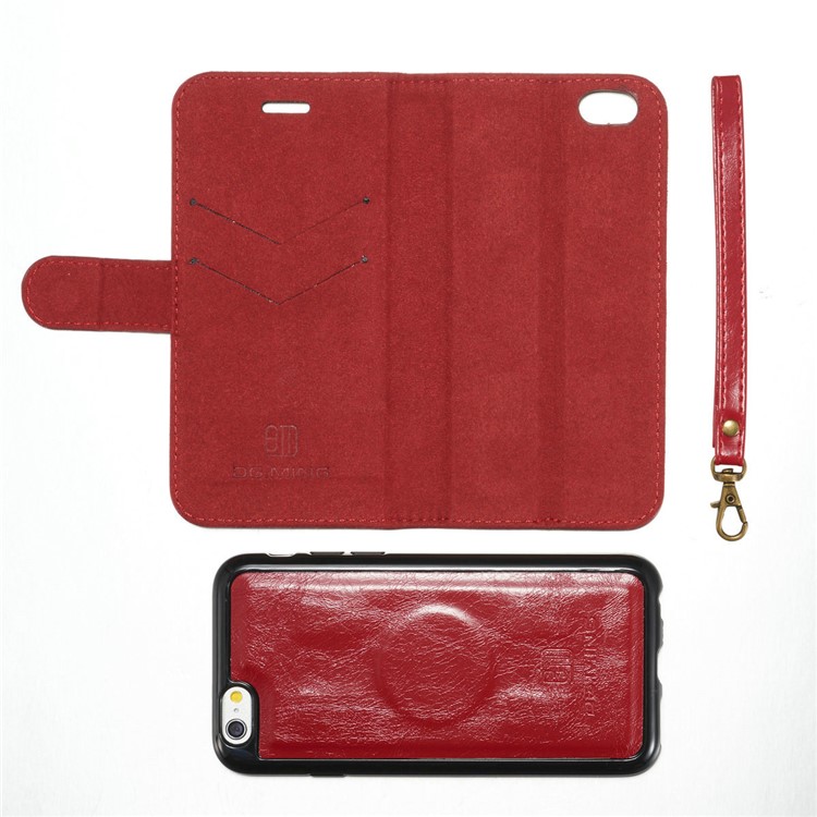 DG.MING Detachable 2-in-1 Magnetic TPU + Genuine Leather Cover for iPhone 6s Plus / 6 Plus - Red-14