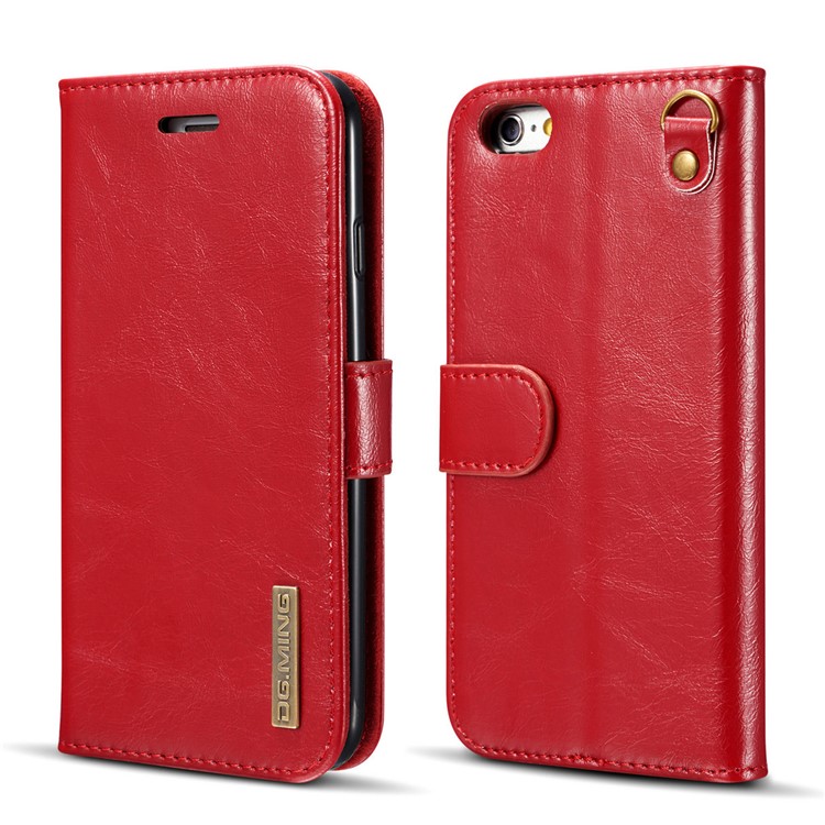 DG.MING Detachable 2-in-1 Magnetic TPU + Genuine Leather Cover for iPhone 6s Plus / 6 Plus - Red-2