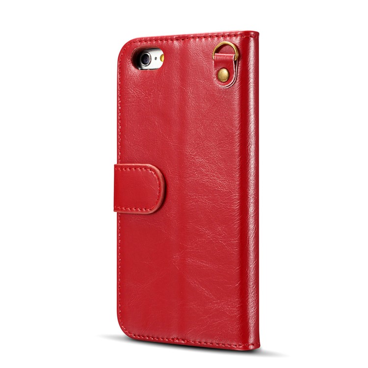 DG.MING Detachable 2-in-1 Magnetic TPU + Genuine Leather Cover for iPhone 6s Plus / 6 Plus - Red-4