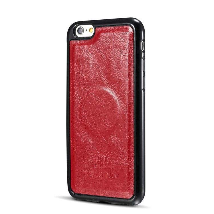 DG.MING Detachable 2-in-1 Magnetic TPU + Genuine Leather Cover for iPhone 6s Plus / 6 Plus - Red-5