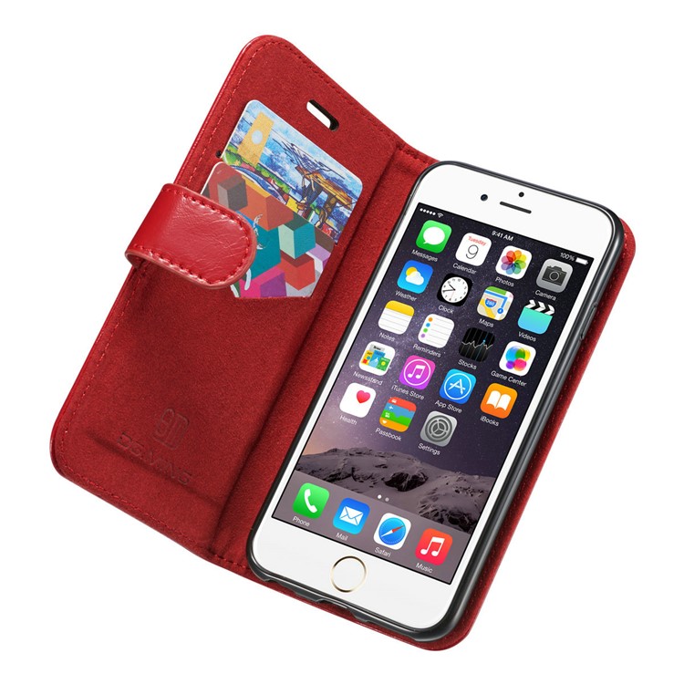 DG.MING Detachable 2-in-1 Magnetic TPU + Genuine Leather Cover for iPhone 6s Plus / 6 Plus - Red-7