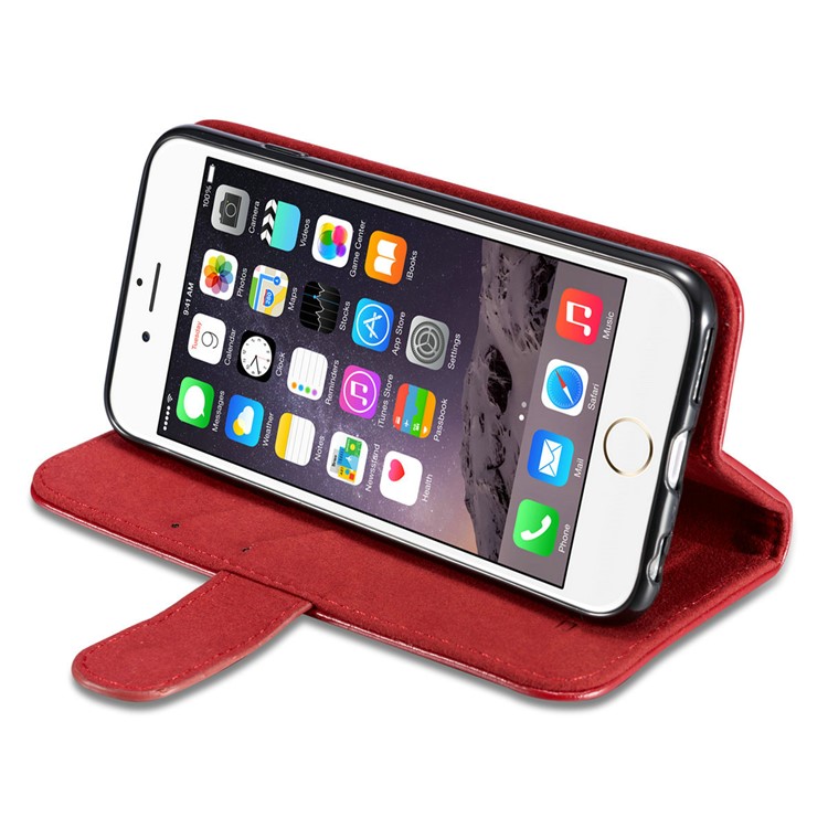 DG.MING Detachable 2-in-1 Magnetic TPU + Genuine Leather Cover for iPhone 6s Plus / 6 Plus - Red-8